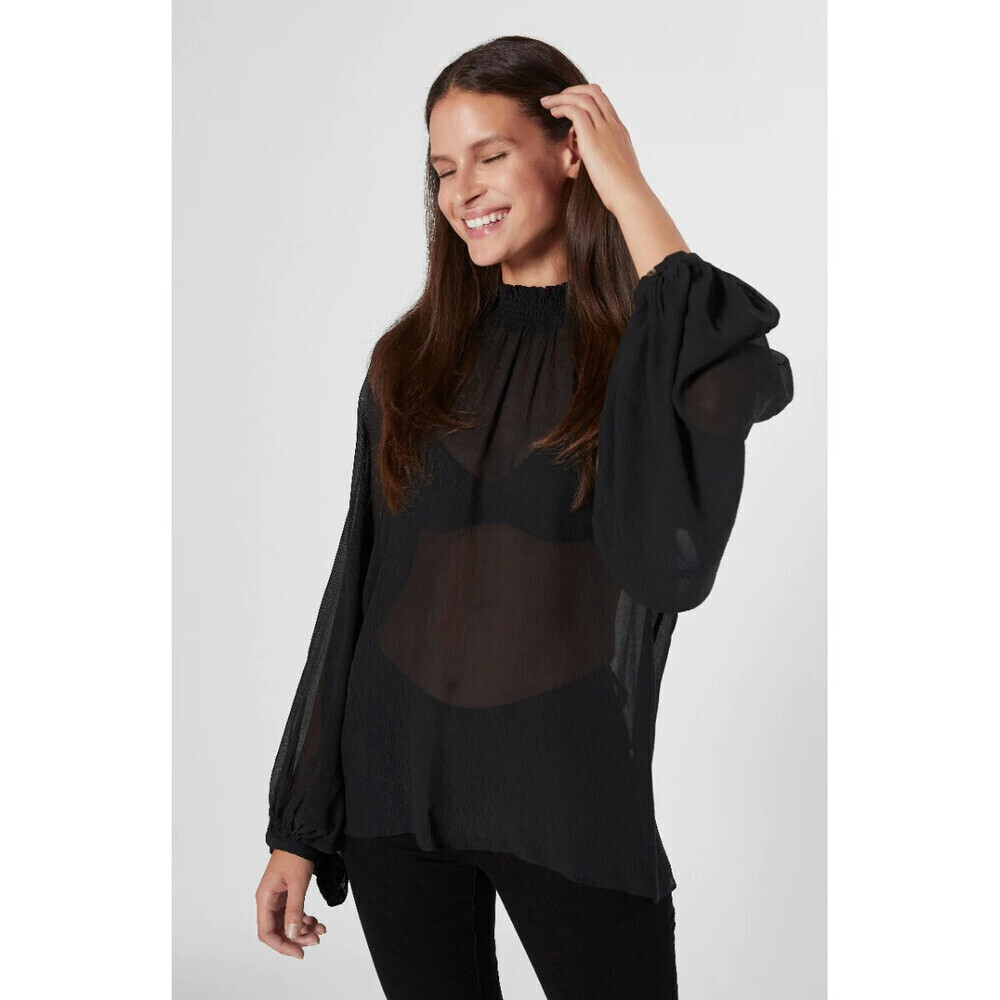 Joie Women's Aldine Long Sleeve Silk Blouse Top In Caviar Black Size S $334